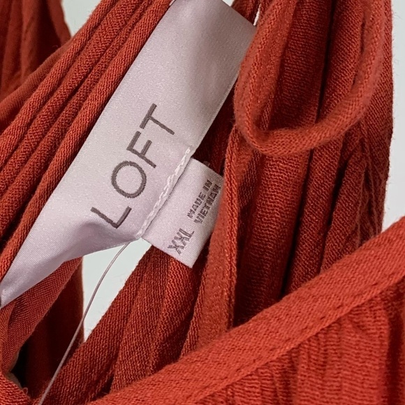 NWT Loft Plus Size Strappy Tie Back Flounced Hem Maxi Dress In Rust Orange - Picture 3 of 5